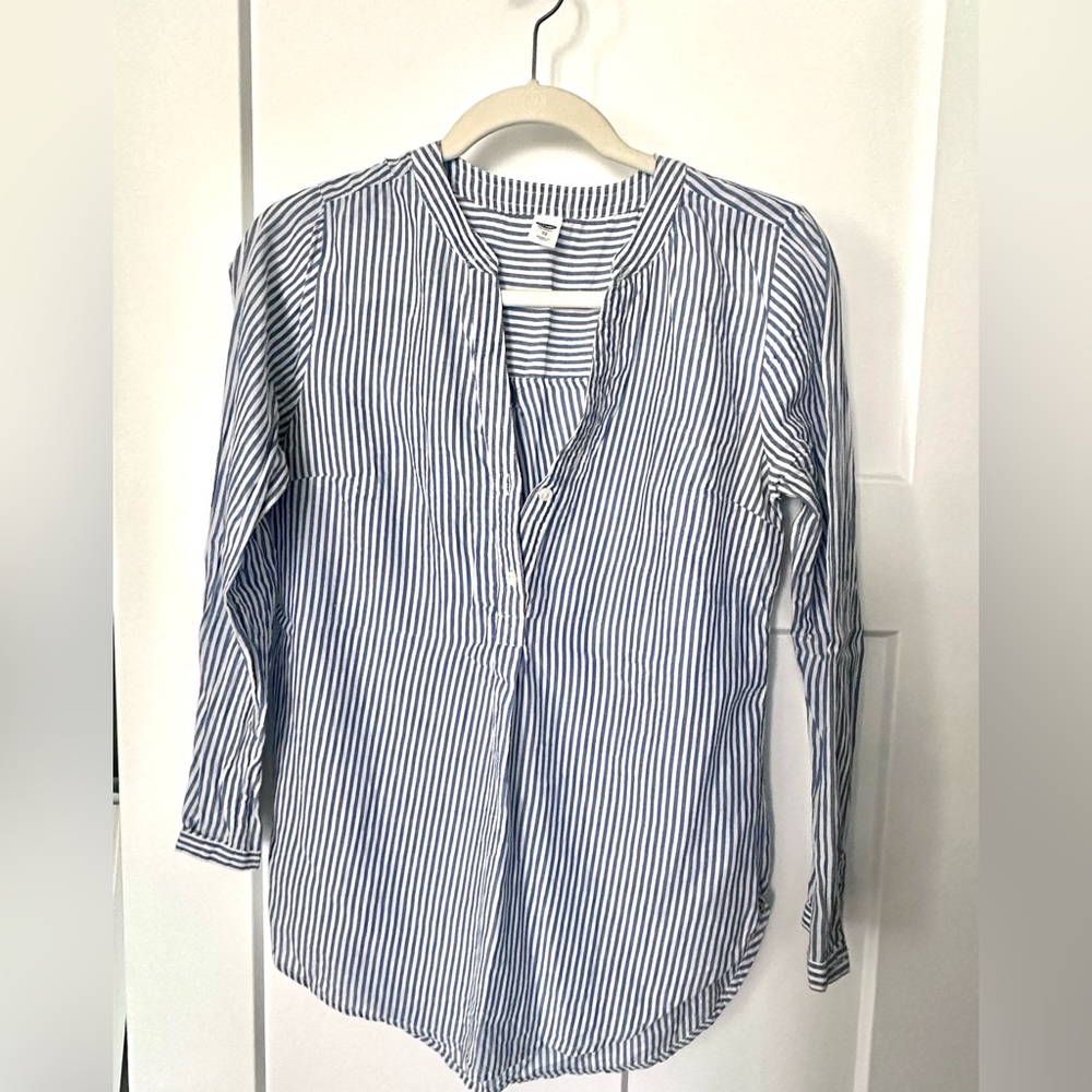 Old Navy Blue and White Striped Button-Down Tunic
